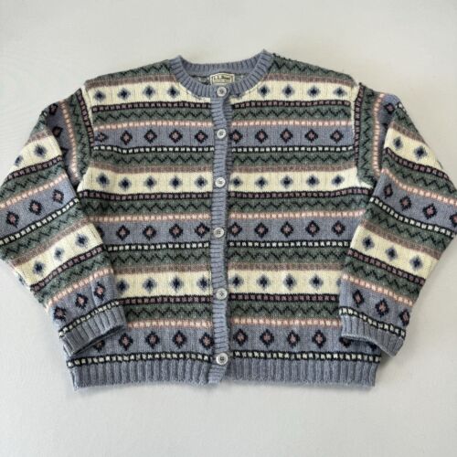 L.L. Bean Vintage Women’s Sweater Cardigan Button Nordic Fair Isle Multicolor XL