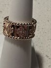 Rose gold clover ring size 7 With Crystals pre owned condition.