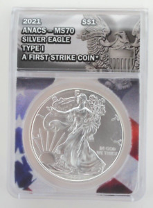 2021 Silver Eagle Type 1 First Strike ANACS Certified MS70