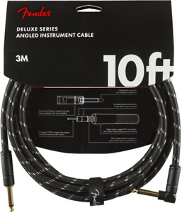 Fender Deluxe BLACK TWEED Guitar/Instrument Cable, Straight-Right Angle, 10' ft
