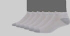 $26 Hanes Men's White 6 Pair Pack Cotton Logo Cushioned Low Cut Socks Shoe 6-12