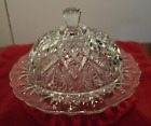 New ListingAnchor Hocking Clear Glass Round Dome Lid Covered Butter Dish 2-pc Set Vintage