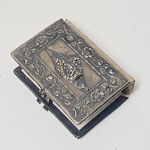 Antique Playing Card Case Card Holder Silver Aluminum Deck Rare