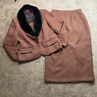 Sag Harbor Brown Size 12 Skirt Suit Set Career Church Business Shawl Polyester