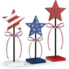 4Th of July Tiered Tray Decor Wooden Star Set, 3 Pcs Memorial Day Table Decorati