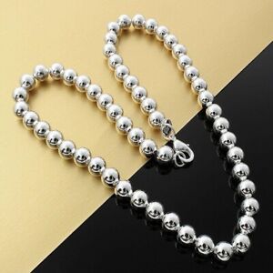 Women's 925 Sterling Silver 10mm Hollow Balls Beads 20