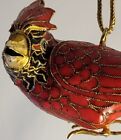 New ListingVintage Original Cloisonne Enameled CARDINAL Red Bird CHRISTMAS Ornament Rare BK