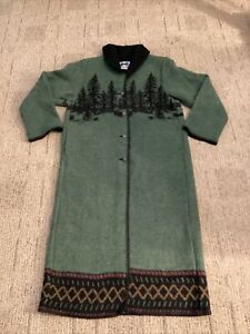 Wooded River Wool Western Cowboy Button Up Long Coat Made In Idaho USA SZ Small