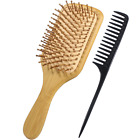 2 Pack Organic Bamboo Wooden Hair Brush Massage Comb Scalp Air Cushion Comb