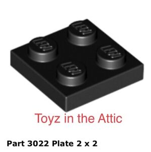 Lego 2x 3022 Black Plate 2 x 2 Polaris 1 Space Lab 6972
