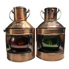 New Vintage Ships Copper Finish Port & Starboard Lanterns Nautical Oil Lamps