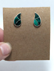 Vintage Native American Sterling Malachite Turquoise Coral Navajo Zuni Earring