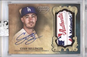 CODY BELLINGER 2021 TOPPS DYNASTY GAME USED LAUNDRY TAG LOGO PATCH AUTO 1/1