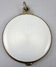 Sterling Silver White Guilloche Enamel Double Sided Swing Compact - England