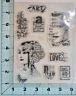 art artist face clear stamps texture card clay FAST Free Ship