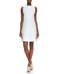 THEORY White Raneid Textured Sleeveless A-Line Mini Dress Sz 6