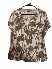 Chico's Blouse Top Palm Trees Pattern Womens Size 2