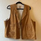 Wah Maker Frontier  Classic Tan Brown Vest Leather XL Western Cowboy Yellowstone
