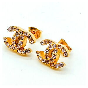 Chanel Pierced Earring  Gold Purple 1 00 00 PM 432310