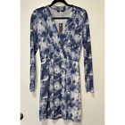 Hazel Blue & White Wrap Front Long Sleeve Mini Dress Size Medium New w/ Tags