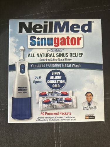 NeilMed Sinugator Cordless Pulsating Nasal Wash with 30 Premixed PackS