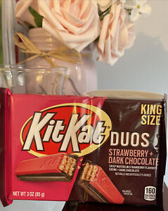 2-Kit Kat Duos STRAWBERRY DARK CHOCOLATE Bar Crisp Wafers 3 oz Candy KING SIZE