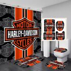 Harley-Davidson Motorcycles Shower Curtain Bath Mat Set, Bathroom Decor Set