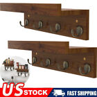 2Pcs Rustic Mug Rack Cup Holder Wall Mounted with Open Shelves & 6 Sturdy Hooks