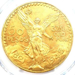 1945 Mexico Gold 50 Pesos Coin 50P KM-481 - Certified PCGS MS65 (Gem BU UNC)