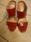 Calvin Klein SHAYNA Shoes Heels Red Faux Leather Patent Strappy Women's US 9.5 M