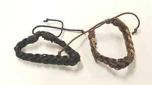 Wholesale Lot of 12 LEATHER TWIST BRAIDED Adjustable Leather Bracelets