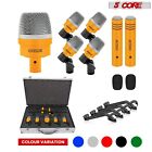 5Core 7 Pieces Drum Mic Kit w/ Metal Bass Snare Dynamic Microphone Clip & Case