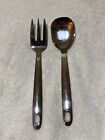 Oneida Raffia (2) Large 18/8 Stainless Serving Piece Set / Lot Spoons & Forks