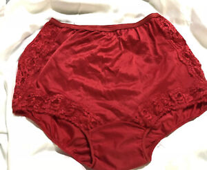 Vintage Kayser All Nylon Brief Panties 6 Pillow tab Mushroom Gusset Tricot Red