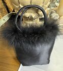 Vintage Ostrich Feather Trimmed Top Handle Hand Bag