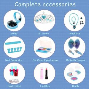 29 Pcs Kids Makeup Kit for Girls Washable Real Makeup Set Princess Frozen Toys