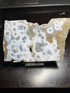 Druzy Bubble Ocean Jasper Crystal Slice Slab 6.2in x 3.73in x .31in 227g