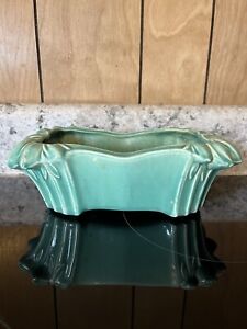McCoy Turquoise LEAVES & BERRIES Rectangle PLANTER 🔥1940-1960’s Vintage🔥RARE