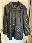 Terry Lewis Quilted Black Leather Coat NEVER WORN Size 2X Like New Condition