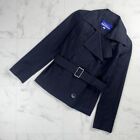 Burberry Blue Label Short Trench Coat Belted Black Cotton Women Size 36/S Used