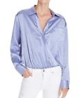 T By Alexander Wang Blue & White Stripe Silk Long Sleeve Bodysuit Blouse Size 6