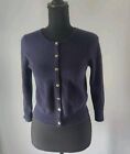 Boden women's 100% cashmere button-up sweater cropped cardigan Navy size 4