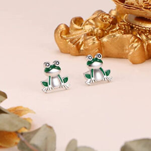 Women Creative Frog 925 Silver Filled Stud Earrings Cubic Zirconia Jewelry Gifts