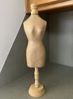 Vtg 18” Dress Form Mannequin Decor Paper Mache Carved Wood Spindle Base Stand