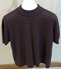 VTG Sag Harbor Women's Black Raisin Stripe Short Sleeve Mock Neck Sweater Top XL