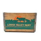 Rare Vintage Lehigh Valley Dairies Wood Milk Crate with Metal Trim 1959 Box