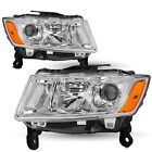 For 2014-2016 Jeep Grand Cherokee Halogen Projector Headlight Chrome Pairs L+R (For: 2015 Jeep Grand Cherokee)