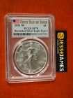 2021 W BURNISHED SILVER EAGLE PCGS SP70 FLAG FIRST DAY OF ISSUE FDI LABEL TYPE 2