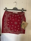 bandana skirt wrap red paisley medium 28 inch waist 17 lnch long