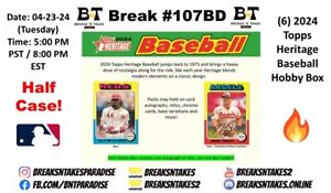 New ListingMINNESOTA TWINS 2024 Topps Heritage Baseball Hobby 6 BOX Break #107BD